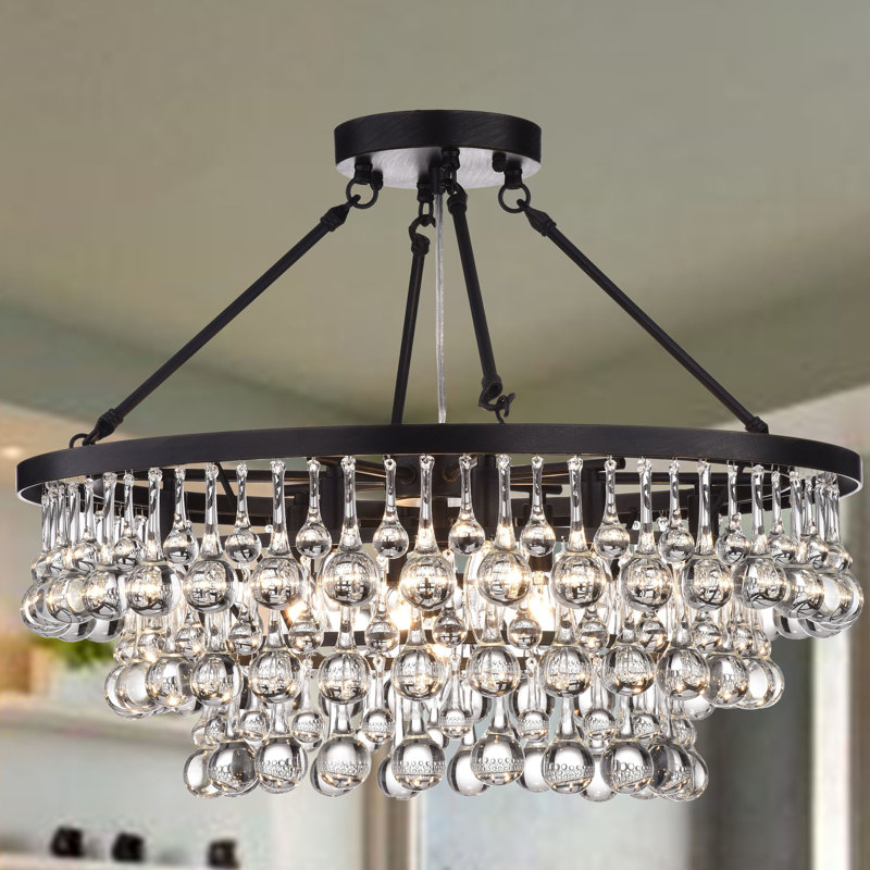 Plafonnier semi-encastré 9 lumières 23,6 po Mraz, Noir brunâtre