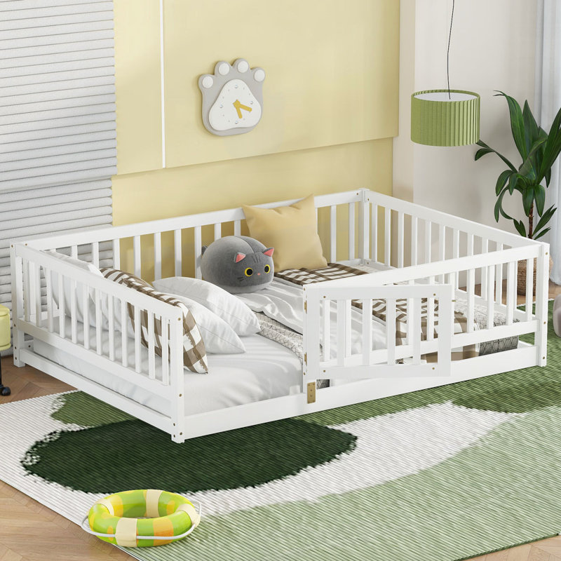 Wood Floor Bed, White, Full/ Double