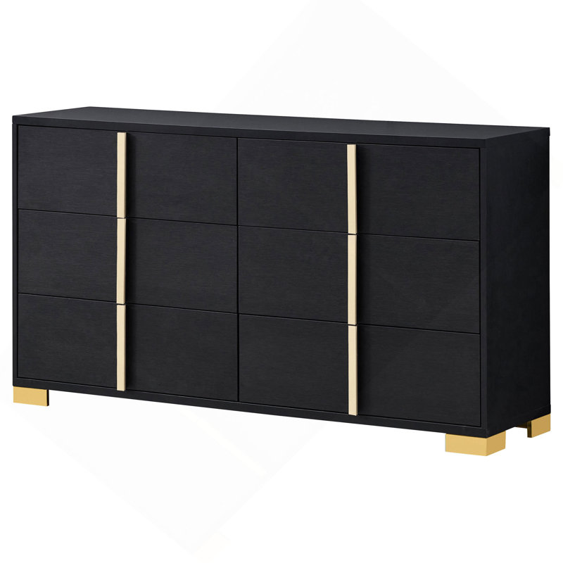 Commode 6 tiroirs, Noir