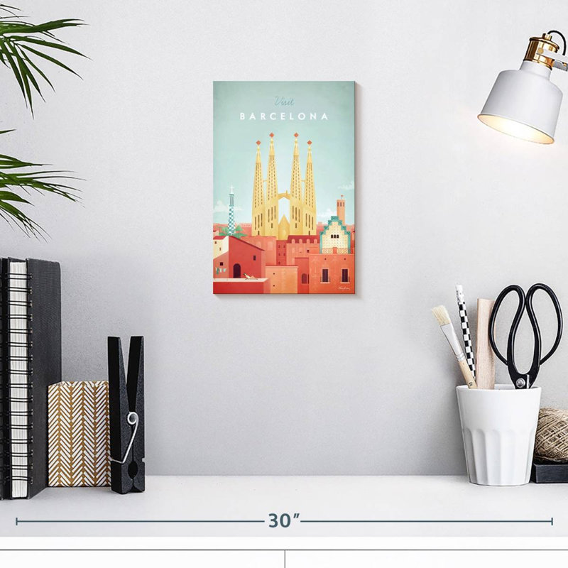 Affiche de voyage rétro Aime Barcelona, H 12 po x l 8 po