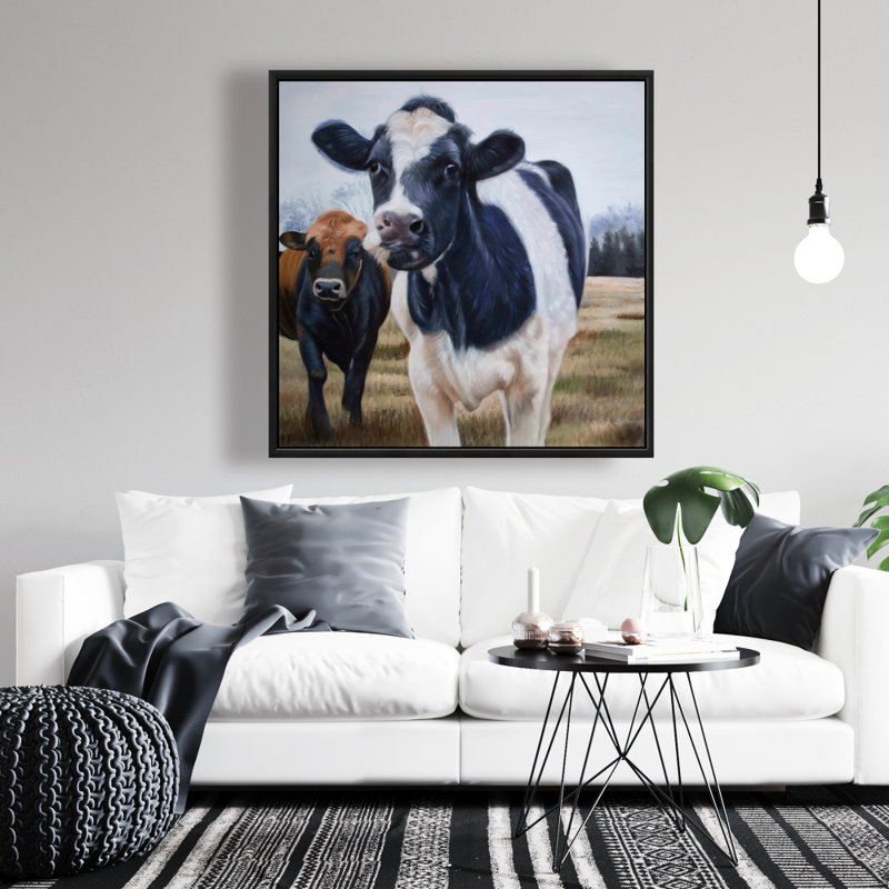 " Two Cows Eating Grass "