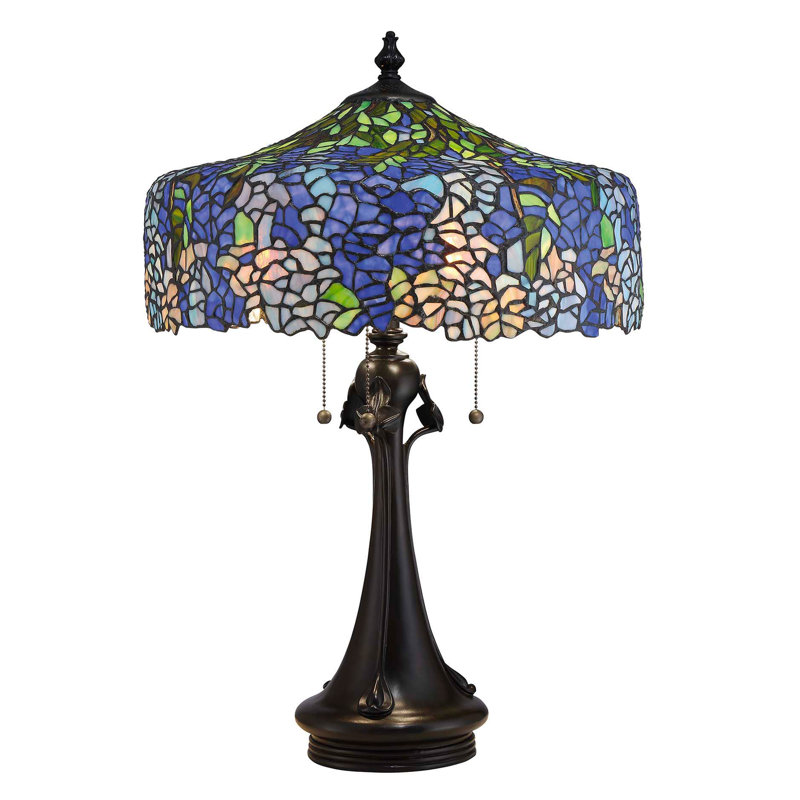 27" Multicolor Stained Glass Table Lamp with Oil Rubbed Base