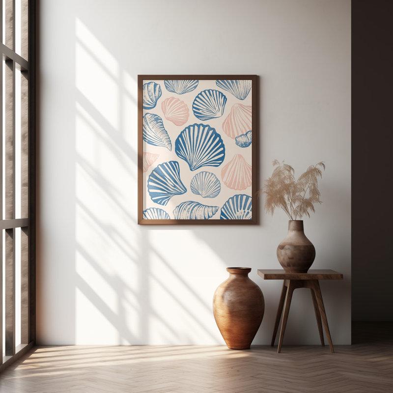 "Seashell", art mural texturé encadré, Encadrement brun, H 14 po x l 10 po