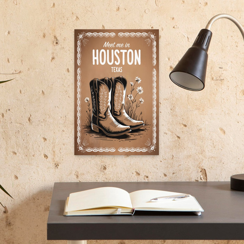 «Houston Cowboy» de Houston, impression d'art mural rustique vintage «Daisy City Flower», H 18 po x l 12 po