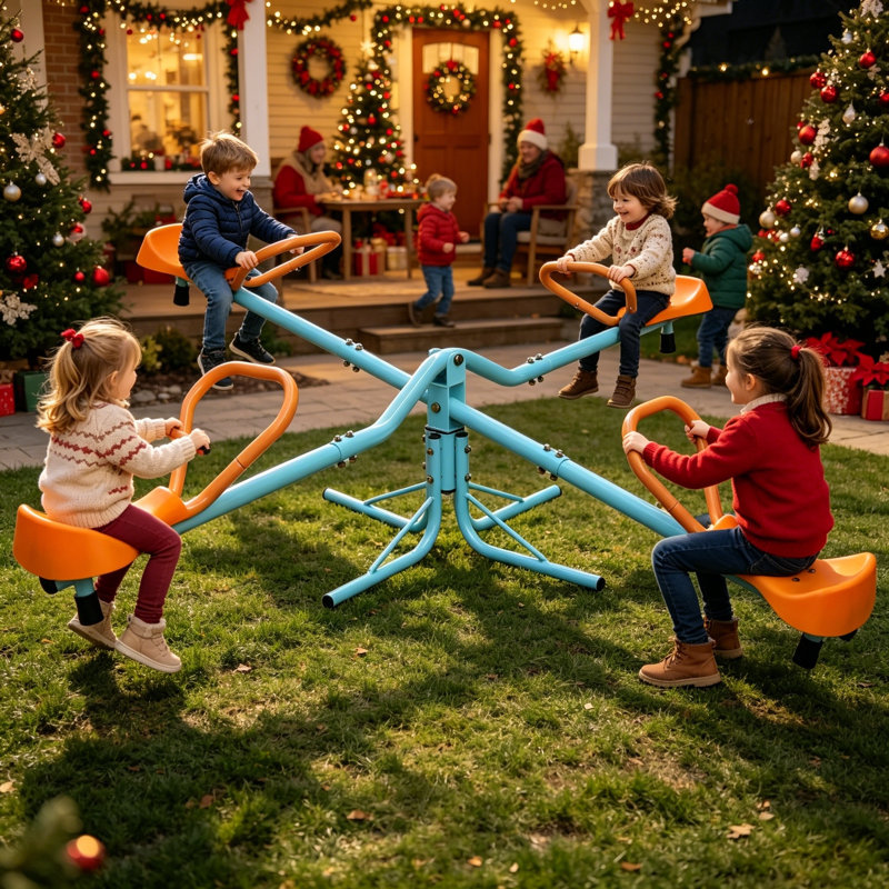Outdoor Kids Spinning Seesaw Sit and Spin Teeter Totter Backyard  Playground Equipment