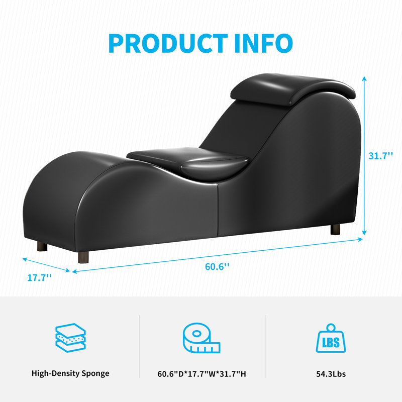 Chaise longue ergonomique en similicuir, Black