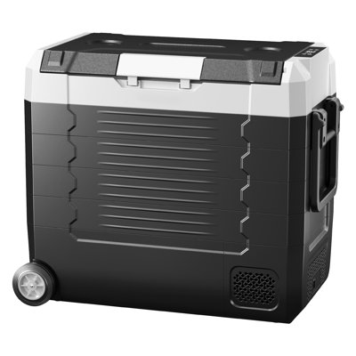 Réfrigérateur de voiture, refroidisseur électrique à compresseur DC 12 / 24V AC100-240V, réfrigérateur de camion de 4 ° F à 68 ° F avec contrôle APP, roues et double zone, refroidisseur de voiture de 58 pintes pour véhicules récréatifs, bateaux, camping, pêche