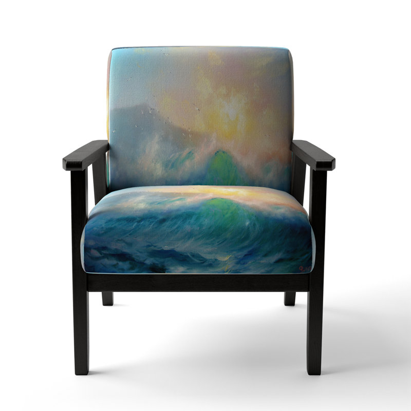 Turquoise Seascape Surf - Chaise d'appoint et fauteuil rembourrés nautique et côtier