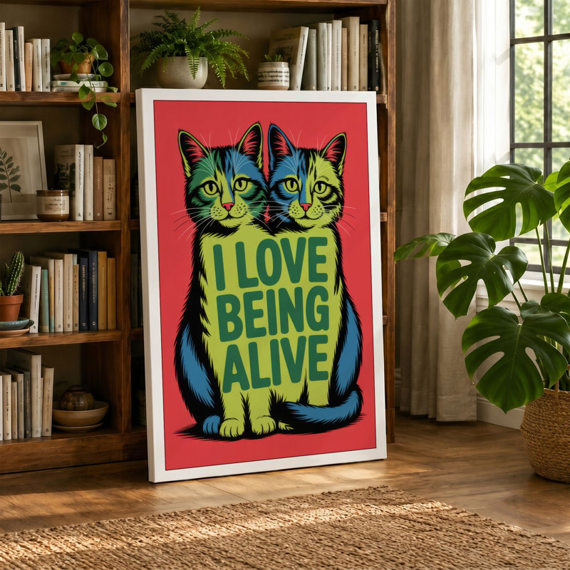 Love Being Alive Modern - Wrapped Canvas, 30x20 - 76.2 x 50.8 cm, Teal Border