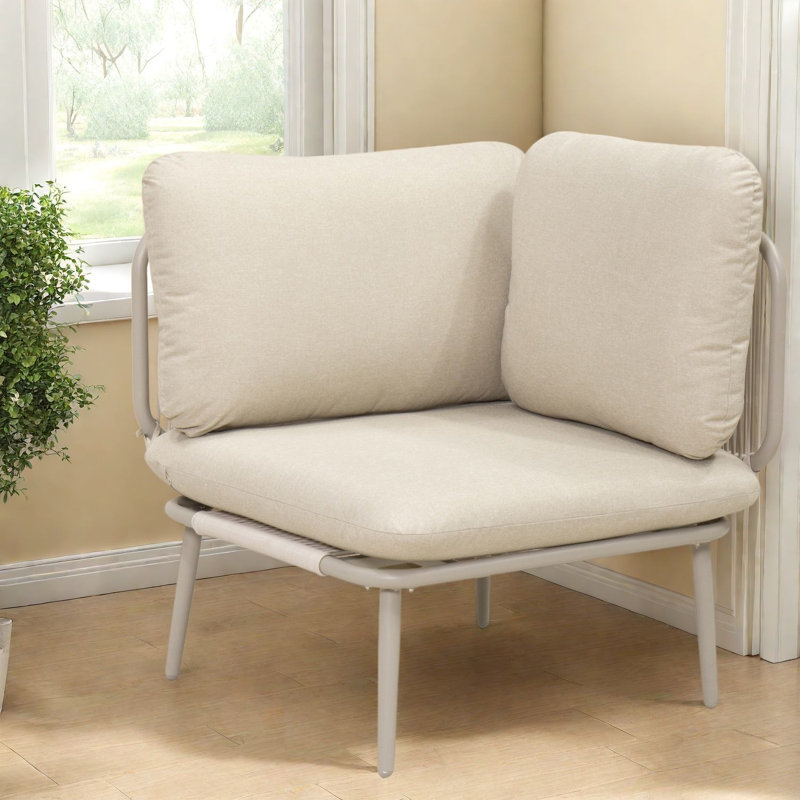 Fauteuil de coin modulaire, structure en métal antirouille, style moderne pour terrasse