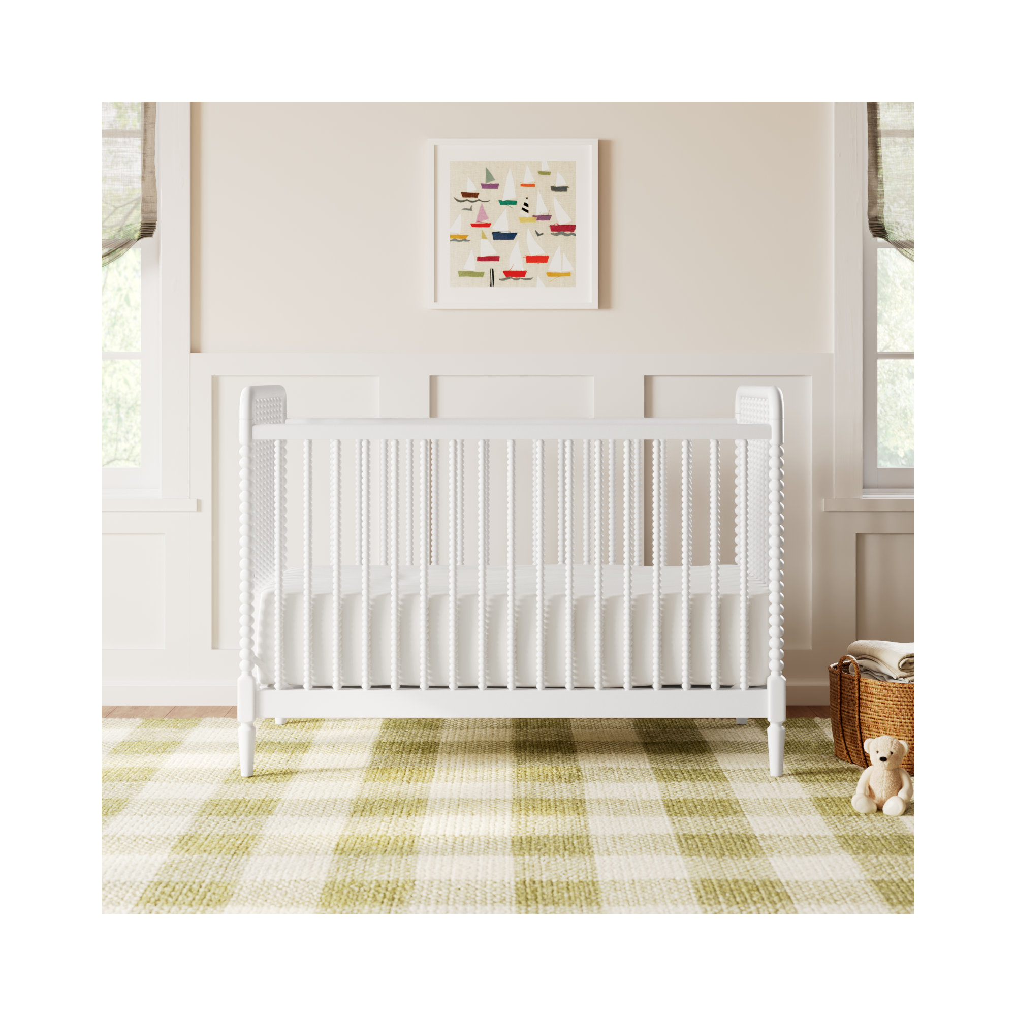 Saint 4-in-1 Convertible Crib, Bianca White, Crib