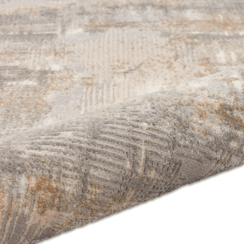Southwestern Machine Made Power Loom Wool/Polyester Area Rug in Gray/Beige, Rectangle 2'2" x 3'9"