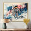 Iselle, premier astronault sur la lune avec drapeau américain I - États-Unis, art mural large-670285036-693348655-670285039