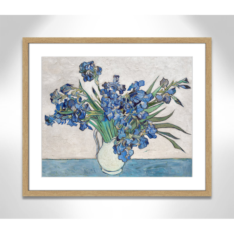 Imprimé iris bleu par Vincent Van Gogh, Cadre naturel encadré, Blanc, H 25,5 po x l 21,5 po