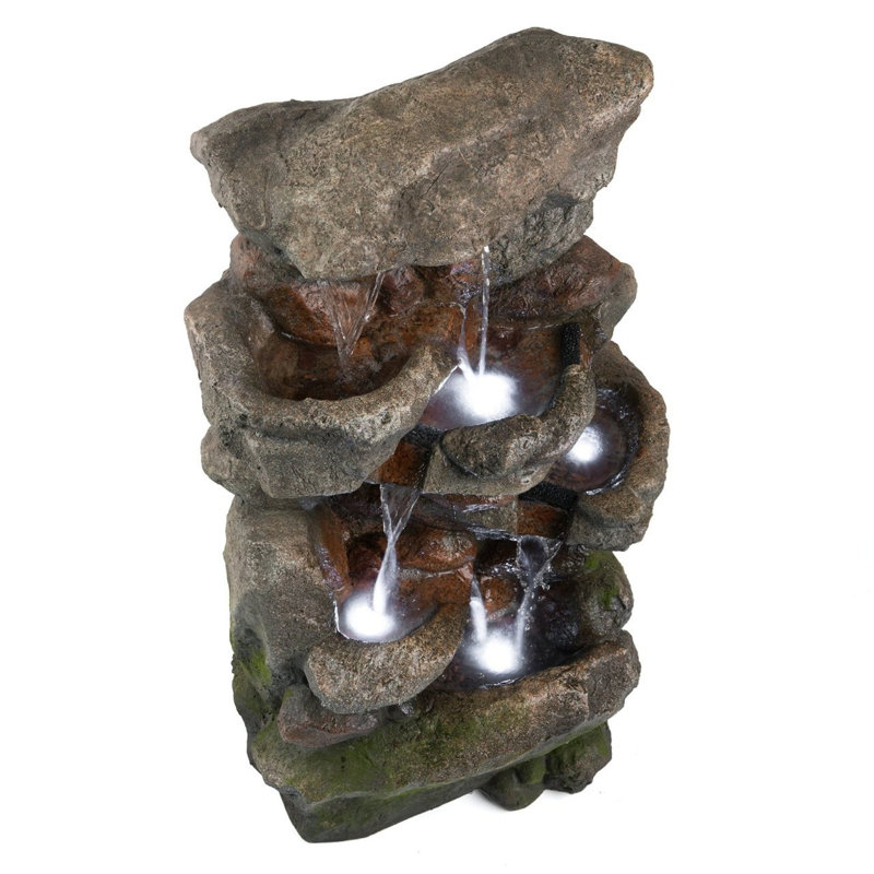  résine / Fibre De Verre Ours Creek Avec Lumières Led Rock Fountain