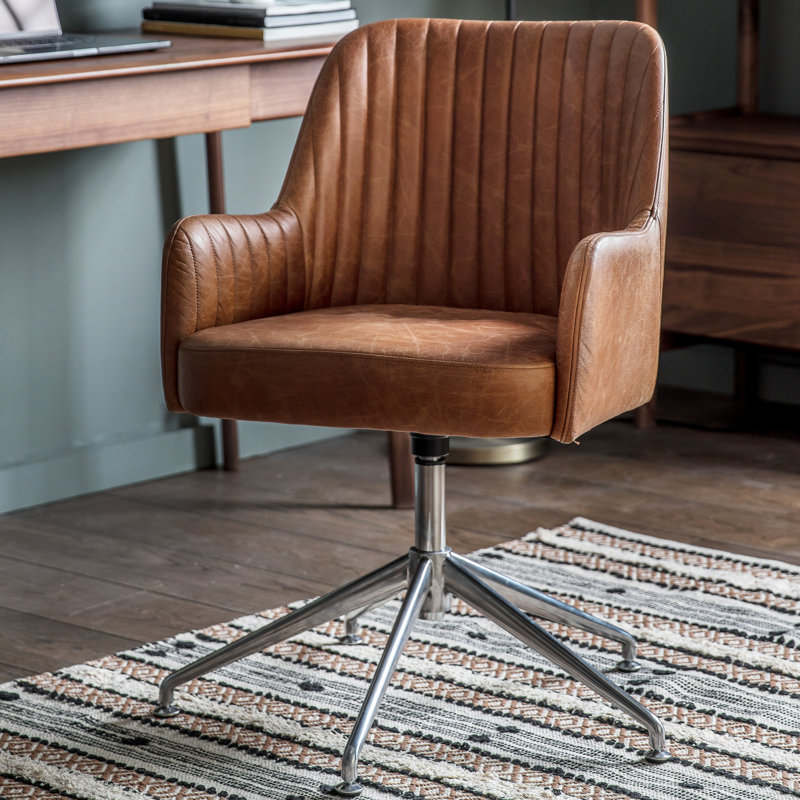 Yountville Genuine Leather Office Chair, Brown