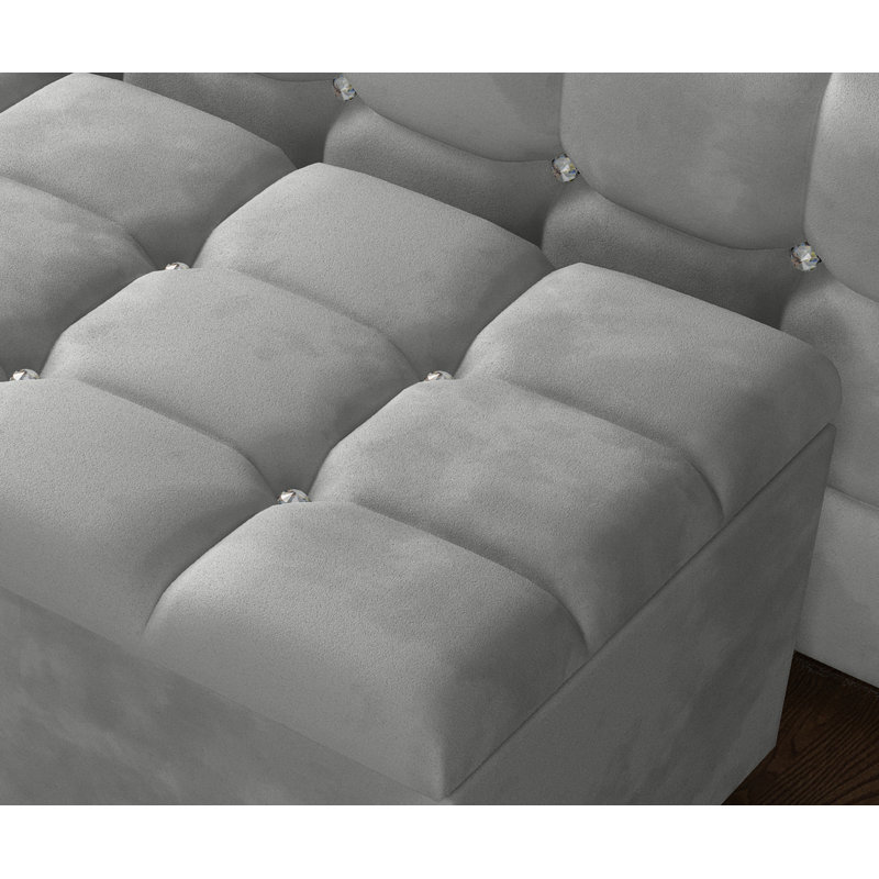 Picabo 102cm Wide Rectangle Geometric Standard Ottoman with Storage, Silver