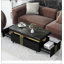 Table basse avec plateau en faux marbre, table basse rectangulaire avec roulettes-1601910881