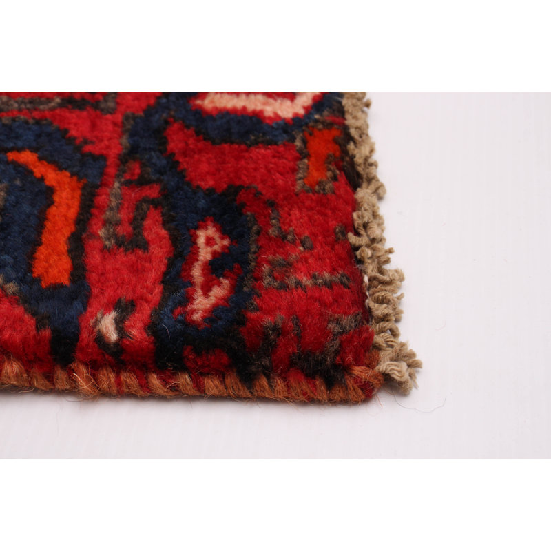 Tapis rouge unique en laine de style années 1990 4 pi x 6 pi 6 po Edur