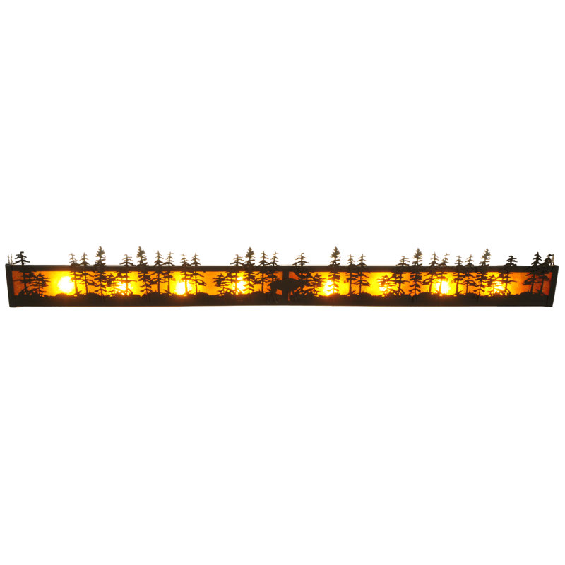 Rustic Lodge 4 - Light Bath Bar, 7" H x 36" W x 7" D, Blue/Green/Purple, Timeless Bronze