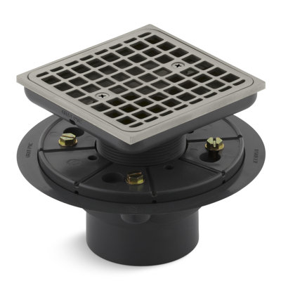 Clearflo Square Design Tile-In Shower Drain with Reversible Collar, 2" and 3" PVC Connection