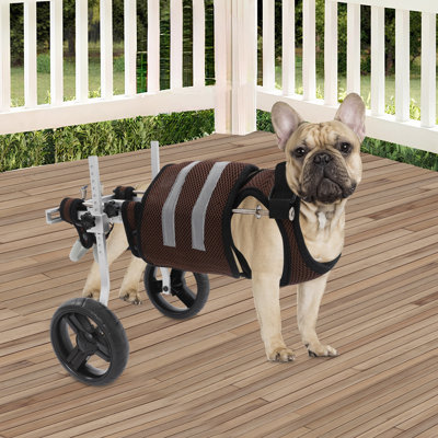 Adjustable 2-Wheel Dog Wheelchair for Hind Legs Rehab, Lightweight Aluminum Mobility Cart, 6.61-19.84 lbs Capacity