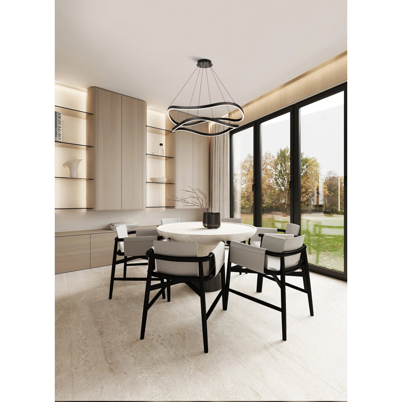 Luminaire suspendu à DEL Sylas, H 8,4 po x l 37,4 po x P 37,4 po, Noir mat