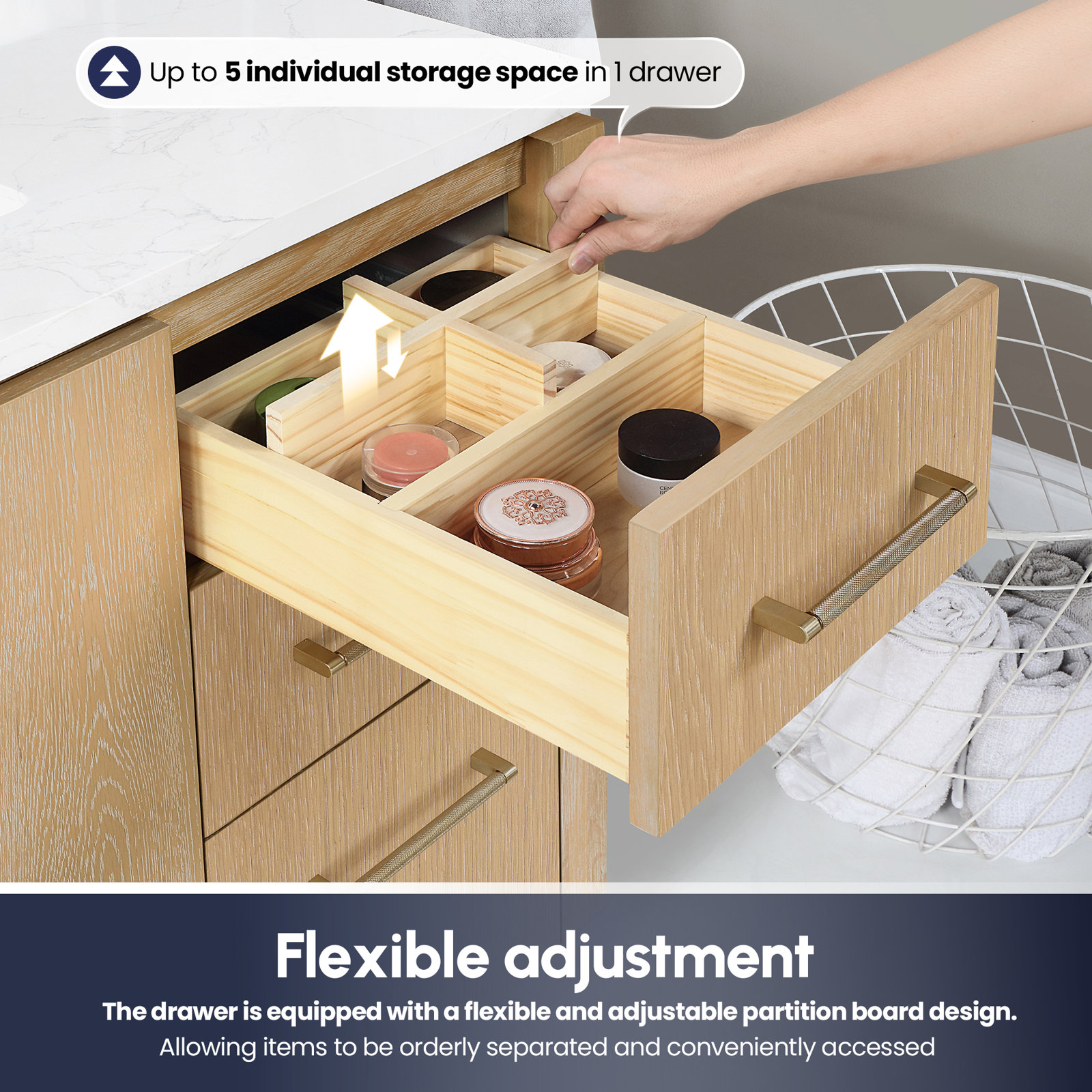 Cloverfield 84'' Double Bathroom Vanity, Gold, Washed Ash Gray