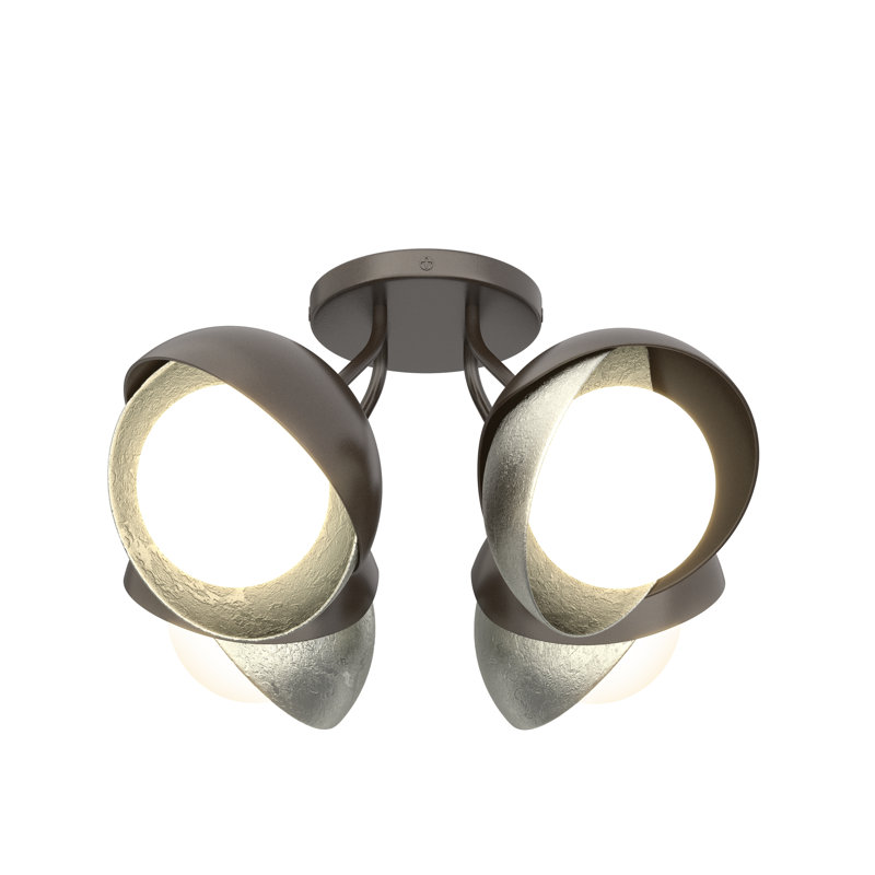 Brooklyn 4 - Light Double Shade Semi Flush Mount, Sterling, Oil Rubbed Bronze