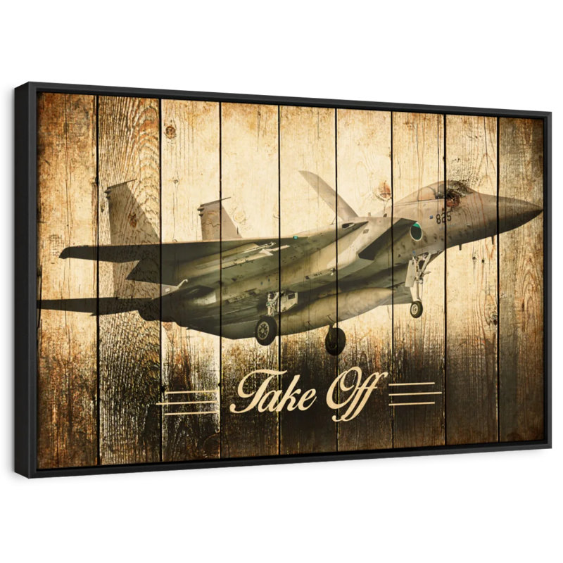 Impression sur toile Rustic Military Jet, H 9 po x l 13 po