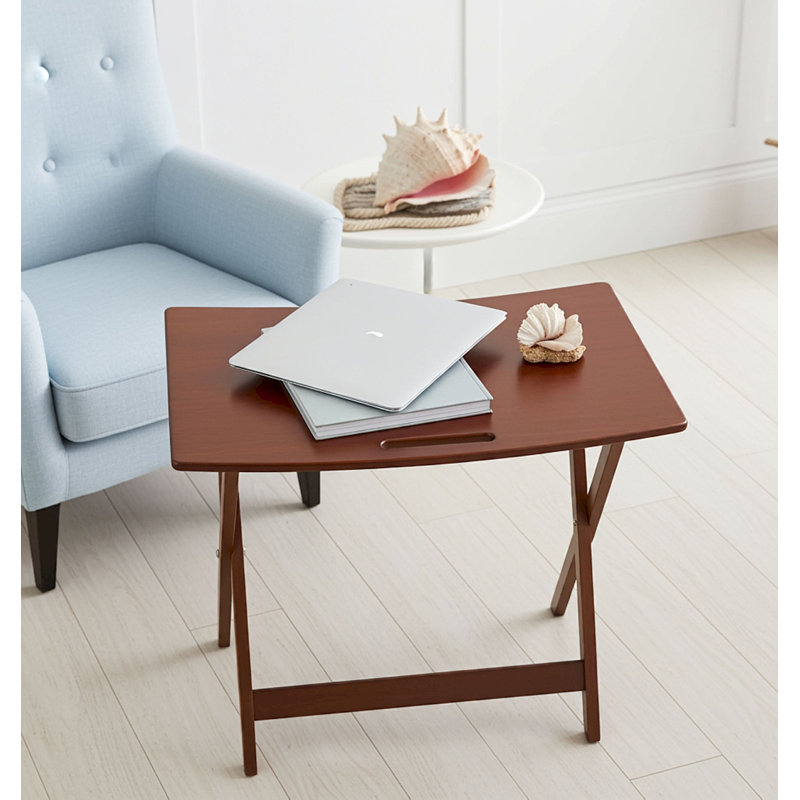 Table personnelle pliante en bambou massif, Acajou