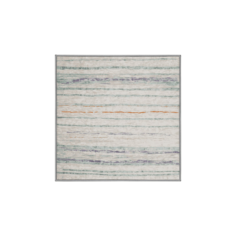Machine Washable Gray Area Rug, Square 8'
