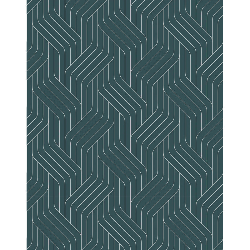 Sturbridge Art Deco Line Wallpaper, Dark Green