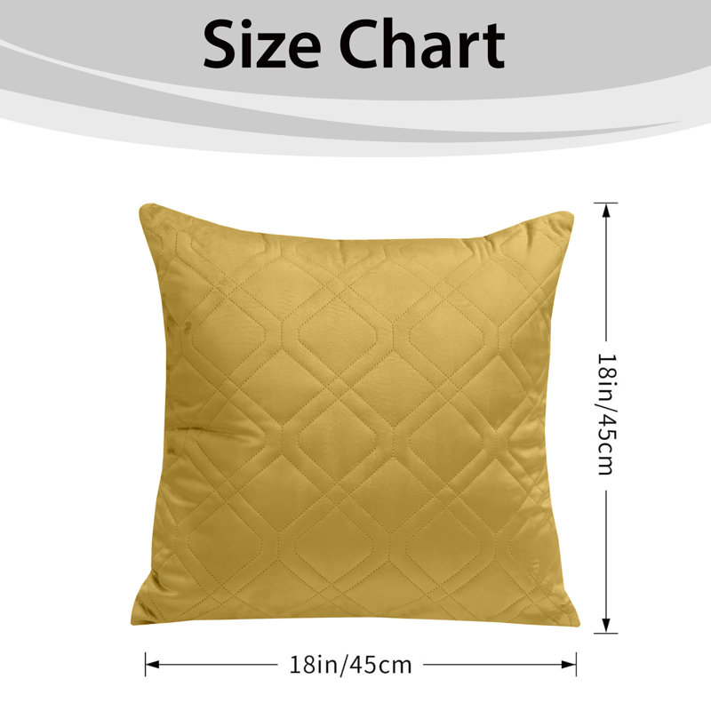 Aspire Homeware Diamond-Pattern Square Velvet Cushion Cover, Ochre, Pack of 2
