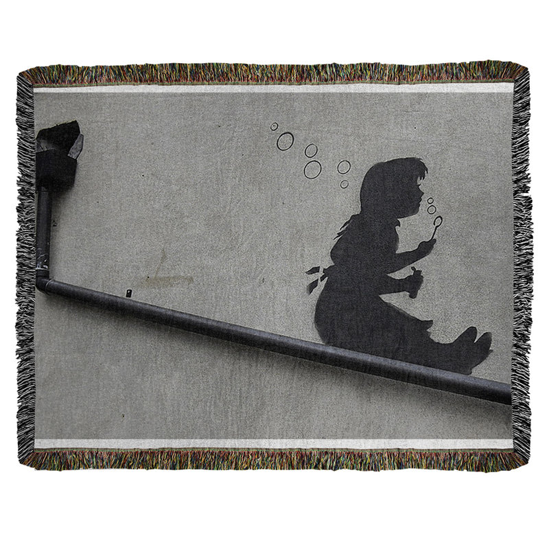 Banksy Graffiti Hand Woven Throw Blanket, 50" W x 60" L
