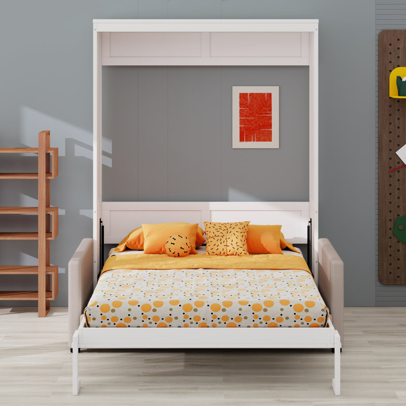 Lit escamotable peu encombrant, Blanc, Grand lit