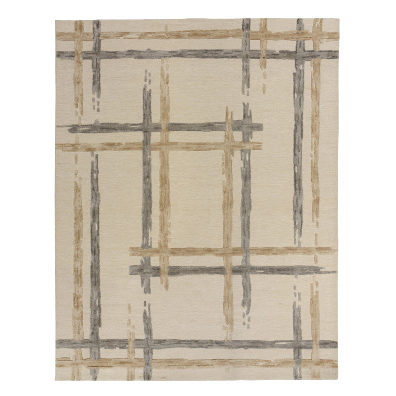 Tapis en laine / tencel touffeté à la main, 9'9" x 12'9"