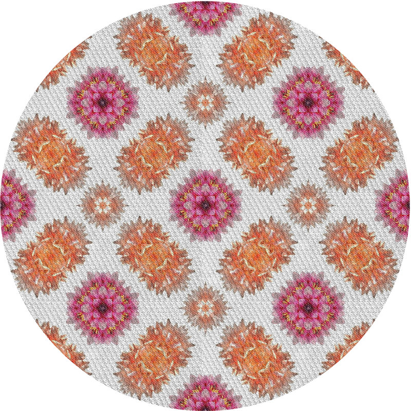Tapis floral floral orange, Rond 6 pi
