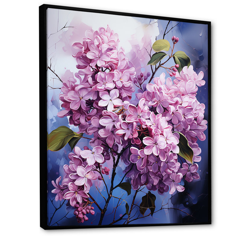 Lilas beauté dévoilé sur toile, H 44 po x l 34 po x P 1,5 po, Cadre flottant noir