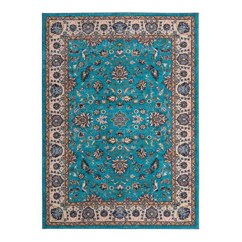Tapis oriental bleu / brun, Rectangle 6 pi 7 po x 9 pi