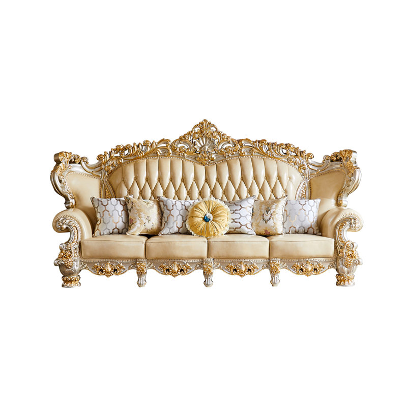 European Style Leather Sofa 121.3'' Leather Sofa