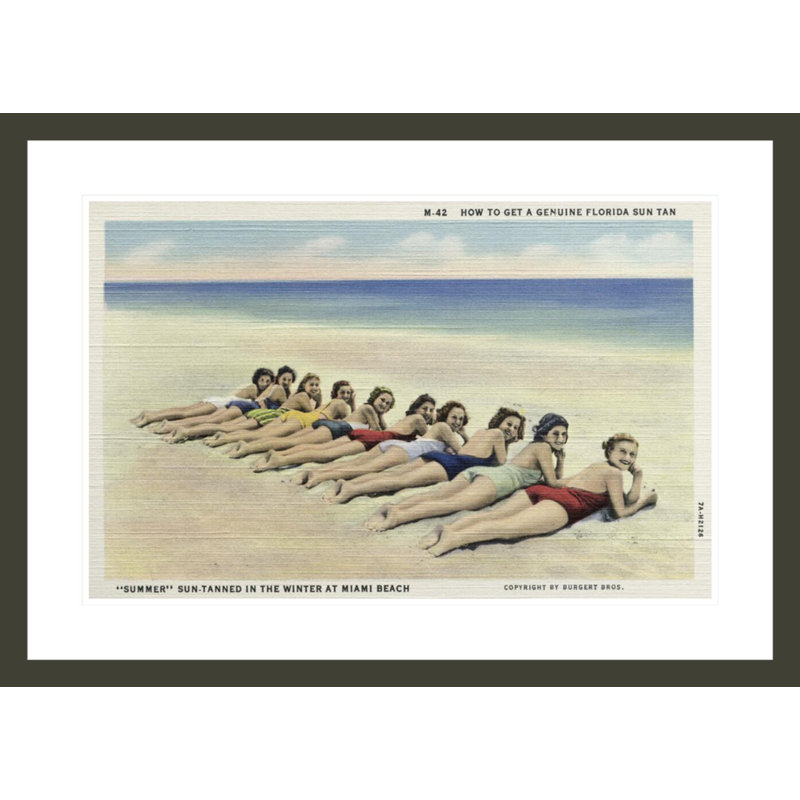 «Women Sunbathing On A Beach By Inconnu», estampe numérique encadrée, H 21,17 po x l 29,5 po