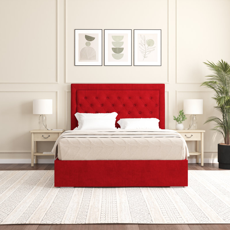 Merissa Upholstered Bed Frame, Single (3'), Red