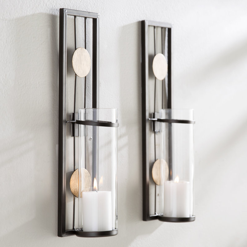 2 Piece Metal Wall Sconce Set, 16" H x 4" W x 3.5" D