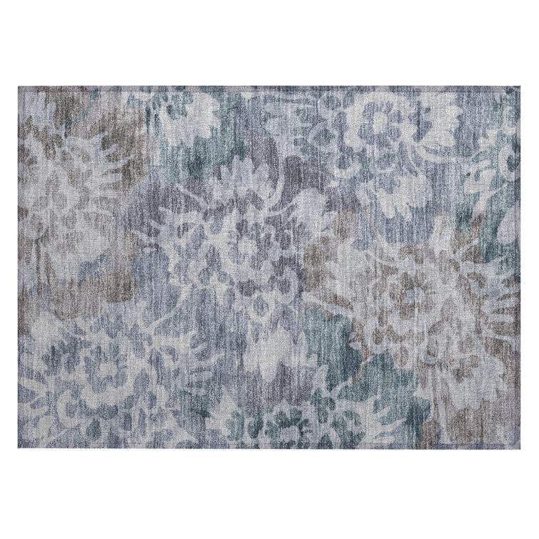 Machine Washable Indoor/Outdoor Xhevrie Blue Rug