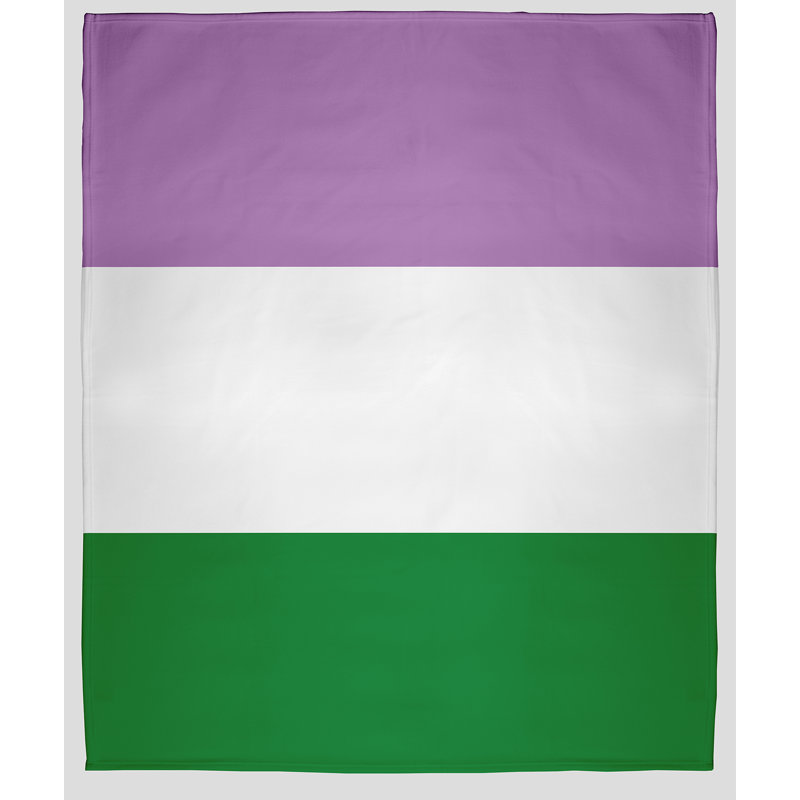 Plain Weave / Muslin Throw Blanket, Full, Purple/White/Green