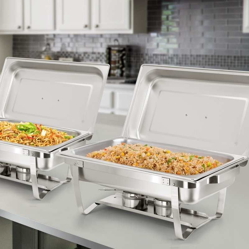 Ensemble de 2 plateaux de service chauffants pliables en acier inoxydable 9,5 pintes The Party Aisle ™