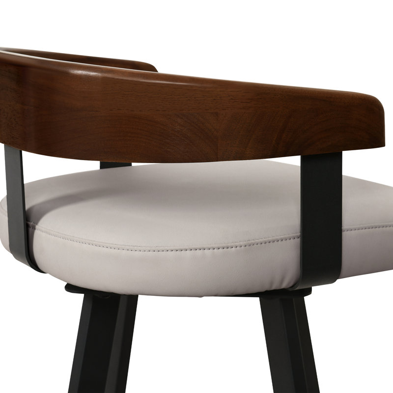 26" Swivel Counter Stool with Solid Walnut Wood Back and Upholstered Seat , 3