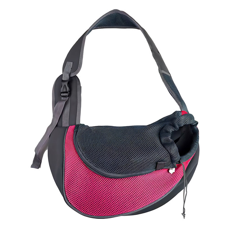 Sangle de transport pour chien avec poche de rangement rose rouge S