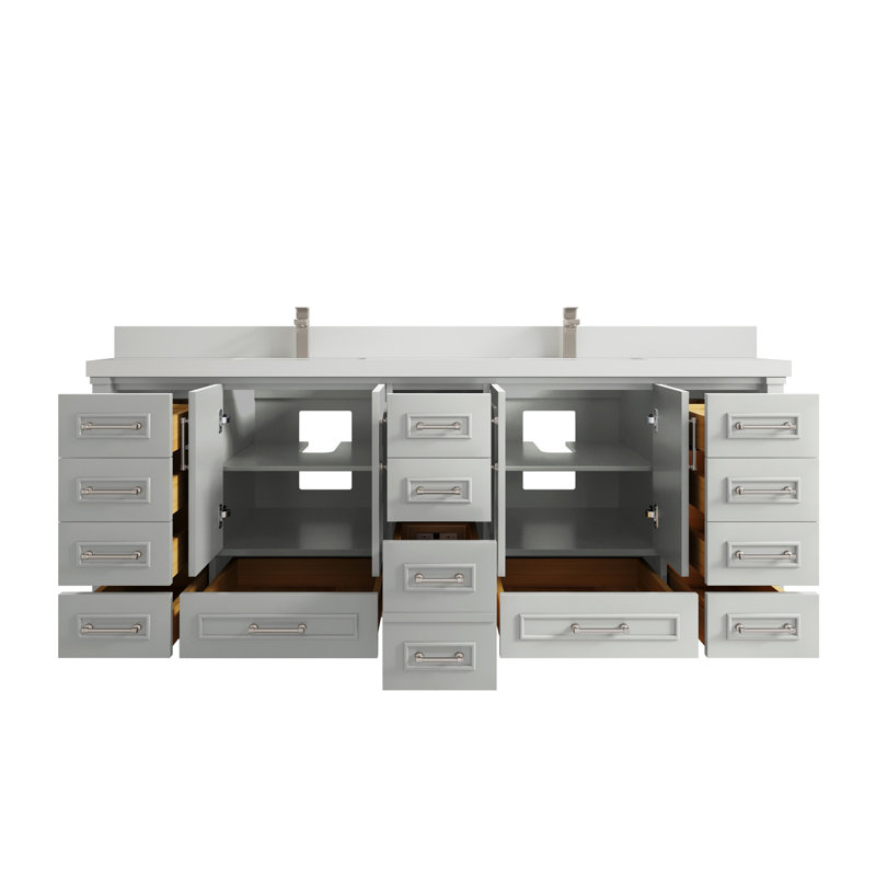 Ensemble de meuble-lavabo double 84 po Aberdeen, Blanc, Gris Coventry